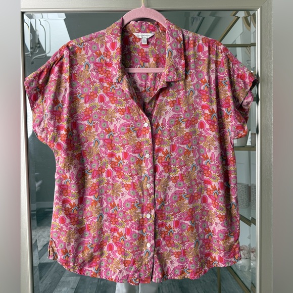 Lucky Brand Pink Floral Button-Up Shirt | S | Boho Spring Summer Top - Picture 1 of 8